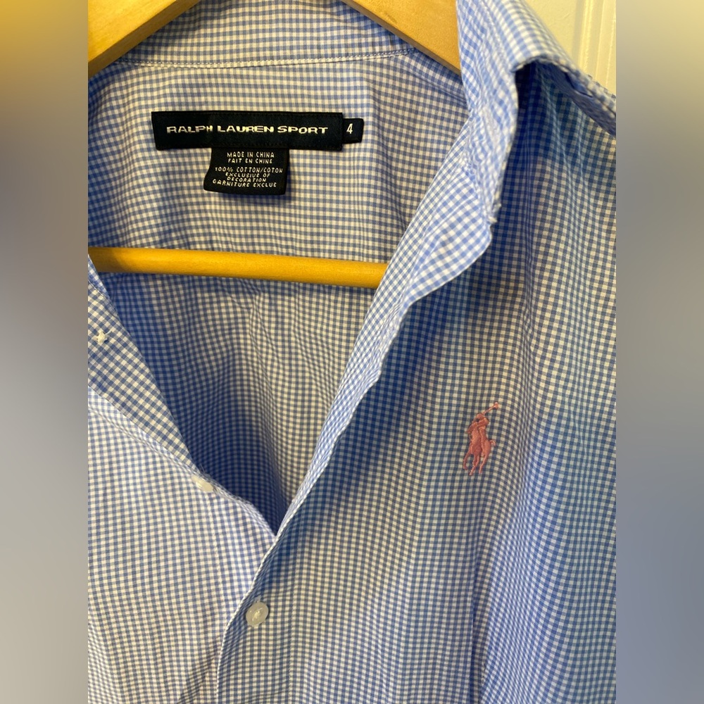 Ralph Lauren Sport blue/white mini check button down shirt